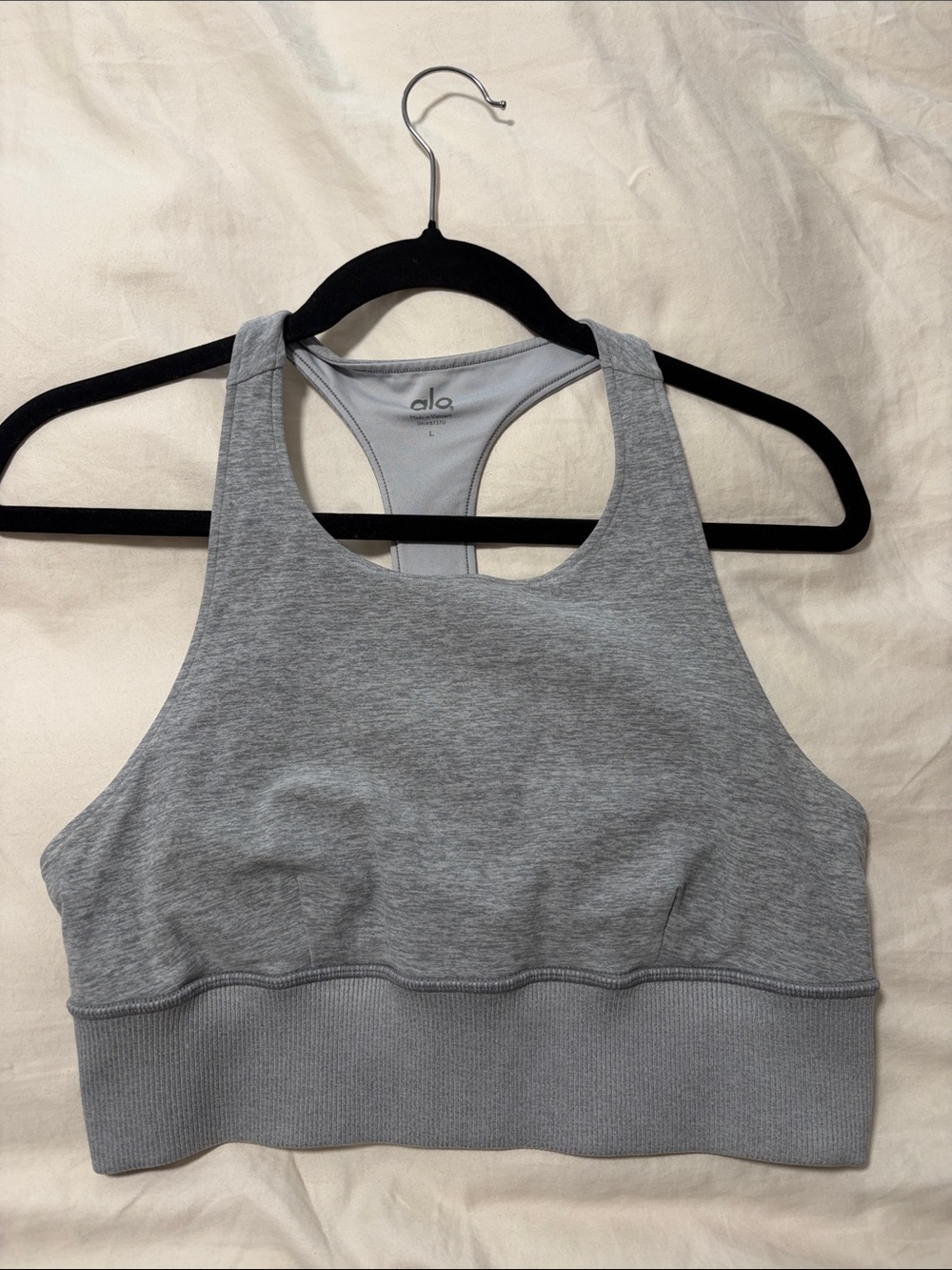 ALO Yoga Grey High Neck Racerback Sports Bra
